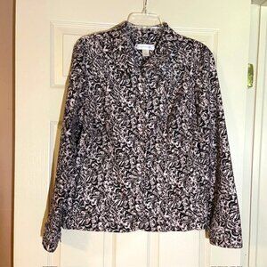 Christopher & Banks Corduroy Jacket Women's Large Brown & Cream Paisley